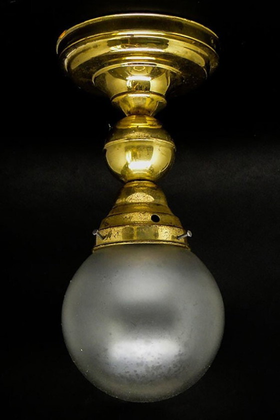 Art-Deco-Pendelleuchte, Deutschland, 1930er Jahre – Pendelleuchten, Glass, Brass (photo 2 of 9)