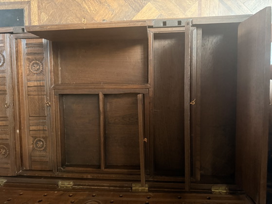 Cofre de viaje antiguo angloindio de teca / Cofre Mandalay (ca. 1880) – Armarios de almacenamiento, Wood (photo 5 of 10)
