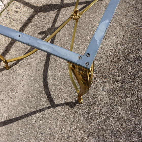 Image 1 of French Vintage Onyx Marble and Brass Coffee Table-Big Cocktail Table-Rare Lounge Table- Regency Style-70s
