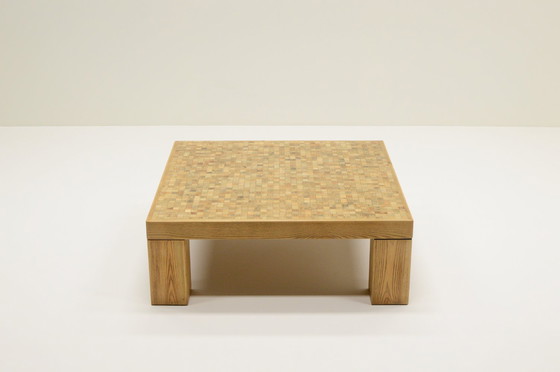 Image 1 of Square Oak Mosaic Coffee Table from Rolf Middelboe & Gorm Lindum for Tranekaer, Denmark 70s