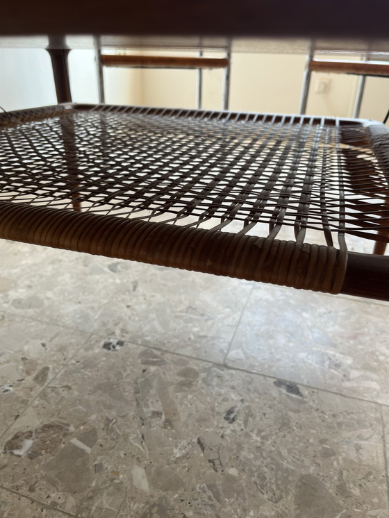 Image 1 of 1x Originele "Gustav Bahus jaren 60" salontafel van teakhout met papieren koordplank, Noorwegen!!