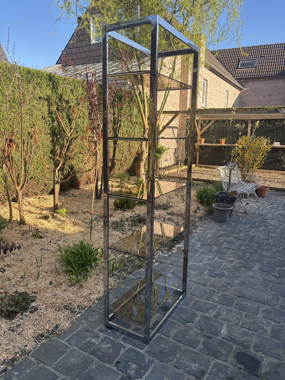 Image 1 of Tablette en chrome et verre fumé 1970