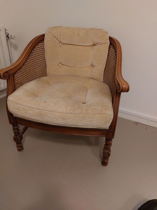 Hardwood upholstered ladies armchair