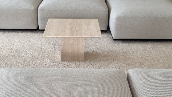 Image 1 of Minimalist travertine side table