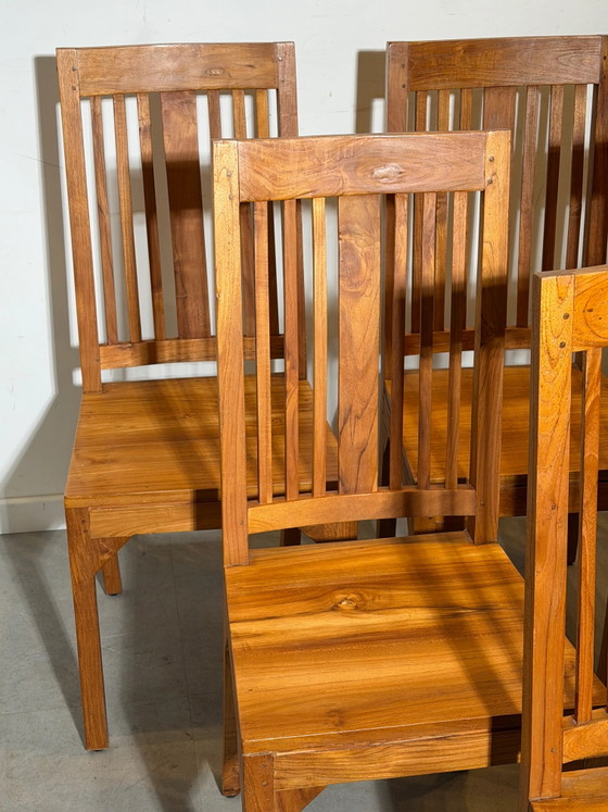 Juego de 6 sillas de comedor de teca maciza – madera maciza (photo 7 of 7)