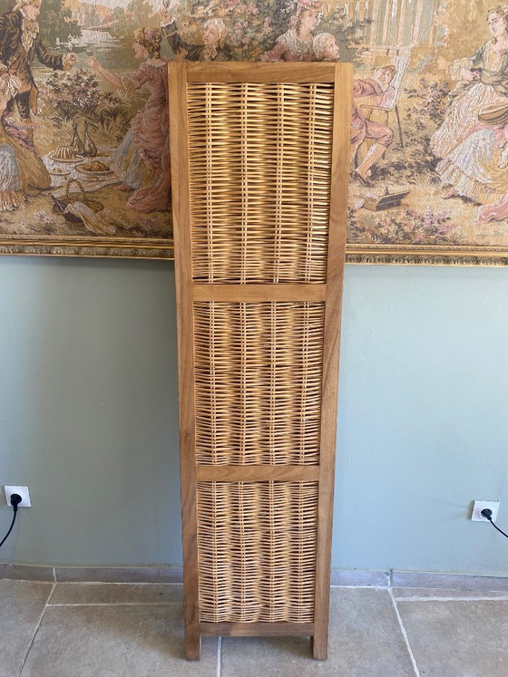 Woven Wicker 3-Panel Room Screen – Wood (photo 9 of 13)