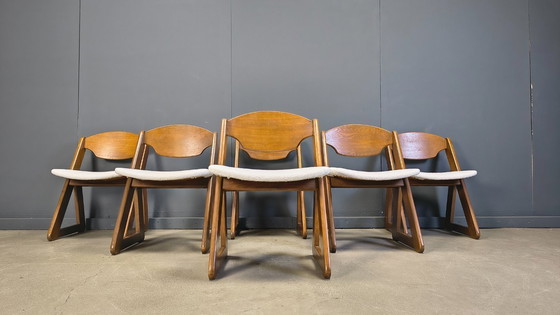 Image 1 of Vintage brutalist dining chairs, set of 6 - 1960s
