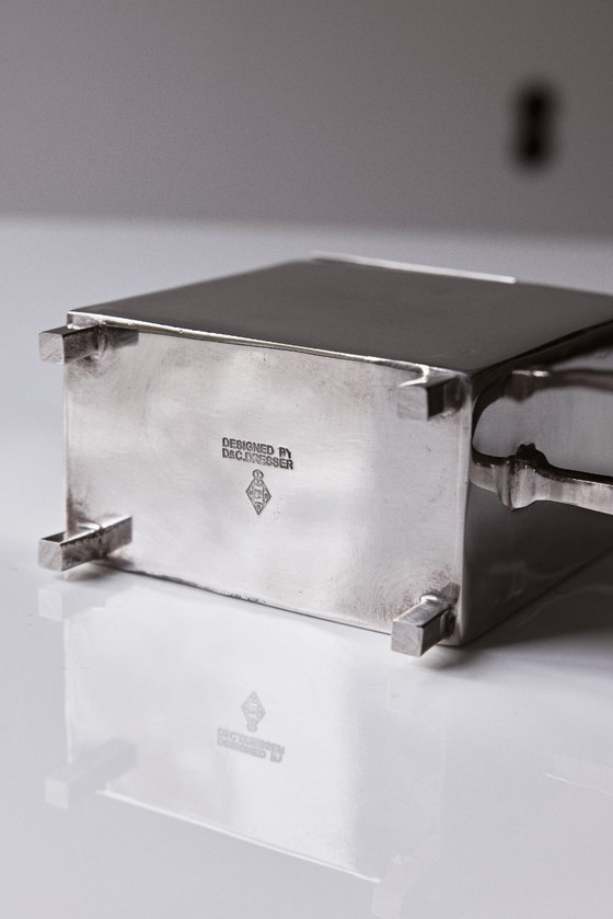 Image 1 of Teiera architettonica placcata in argento firmata, da Christopher Dresser