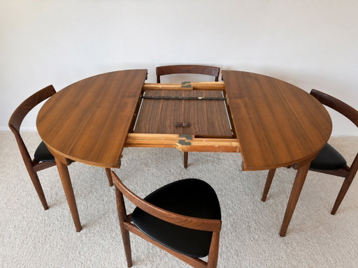  Set da pranzo allungabile Roundette in teak di Hans Olsen per Frem Røjle, Danimarca, anni '60