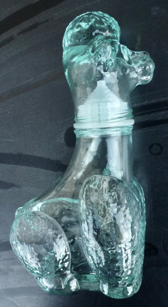 Image 1 of 2x Vintage Glazen karaffen in de vorm van Hond en Haan.