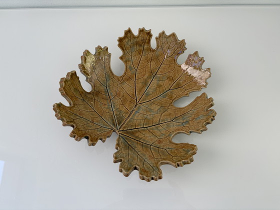 Image 1 of Retro 70s naturalistic bowl in the shape of an oak leaf