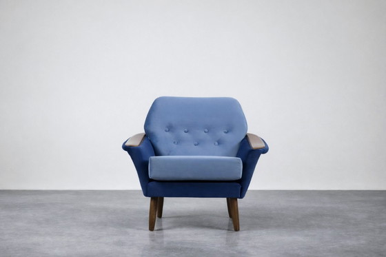 Image 1 of Vintage Mid-Century Scandinavian Modern Blue Velvet Living Room Set by Holm Fabriker AB, Set of 2, 1960s