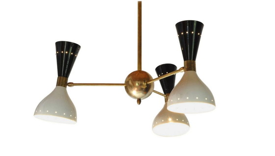 Image 1 of Lámpara de araña Moonlight de 3 brazos en blanco y negro