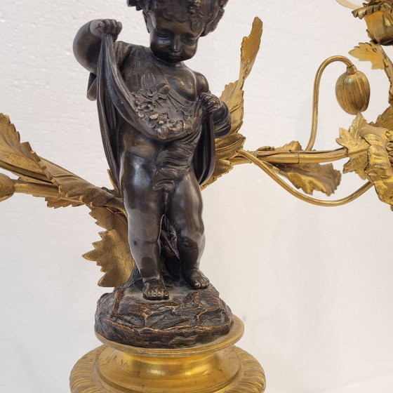 Image 1 of Candelabro / Lampada, ormolú e porcellana, Victor Paillard, Napoleone III, 1870 - Francia