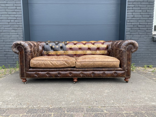 Rugged Chesterfield sofa cigars cognac – banken, Leather, Wood
