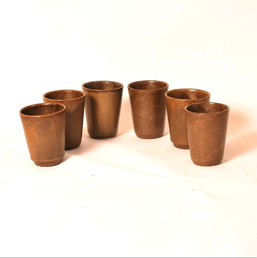 Set aus Gläsern oder Kaffeetassen aus Digoin-Steinzeug im böhmischen Stil