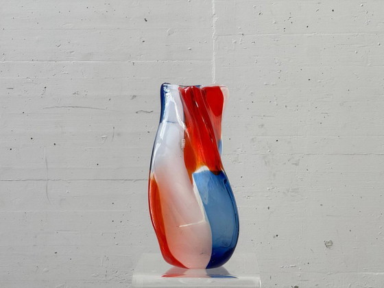 Image 1 of Murano style studio glass vase, tricolore, Mdina Glass Malta, 1970s