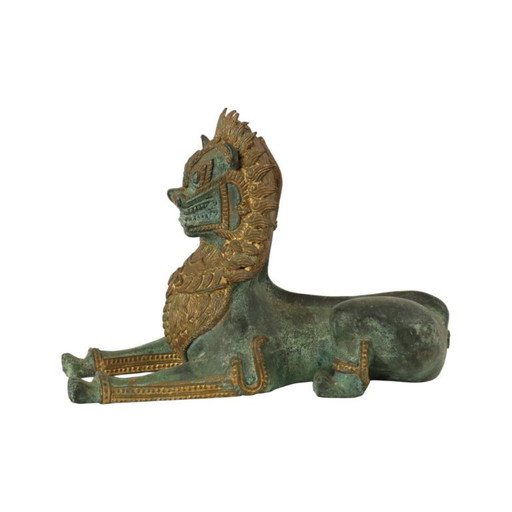 Grand Temple Lion en bronze doré