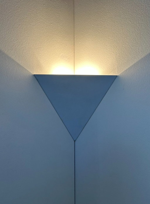 Corner wall lamp in white lacquered metal, France 1970