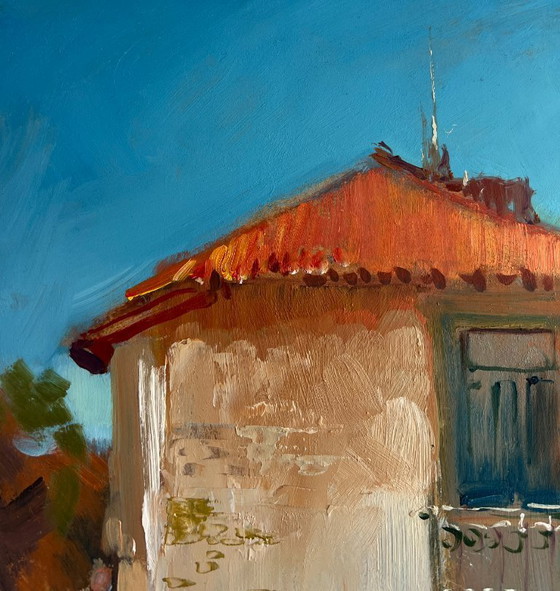 Image 1 of Original Oil Painting Summer Street Landscape Warm wind on the streets