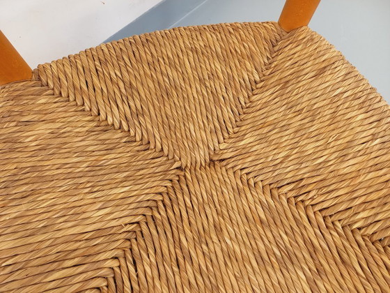 Image 1 of Vintage fauteuil van beukenhout en stro uit de jaren 50.