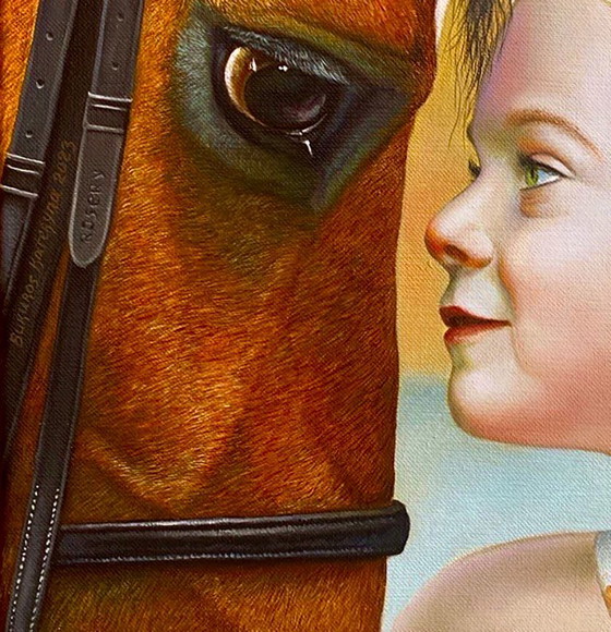 Original Oil Painting Girl With Horse Friendship – Paintings & Drawings, Canvas (photo 4 of 7)