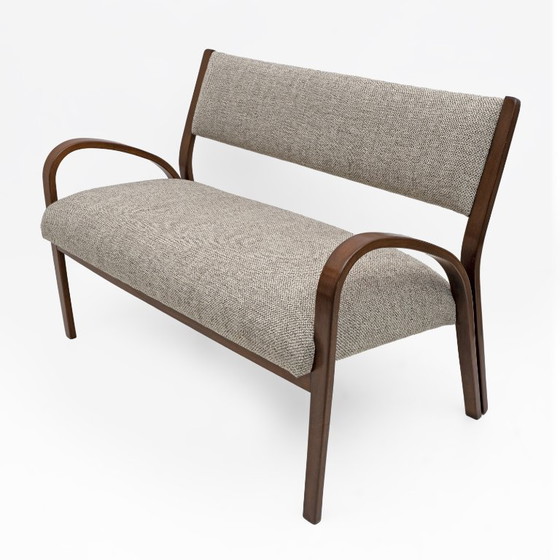 Image 1 of Art Dèco Italiaanse stoffen twee fauteuils en kleine bank, jaren 1930