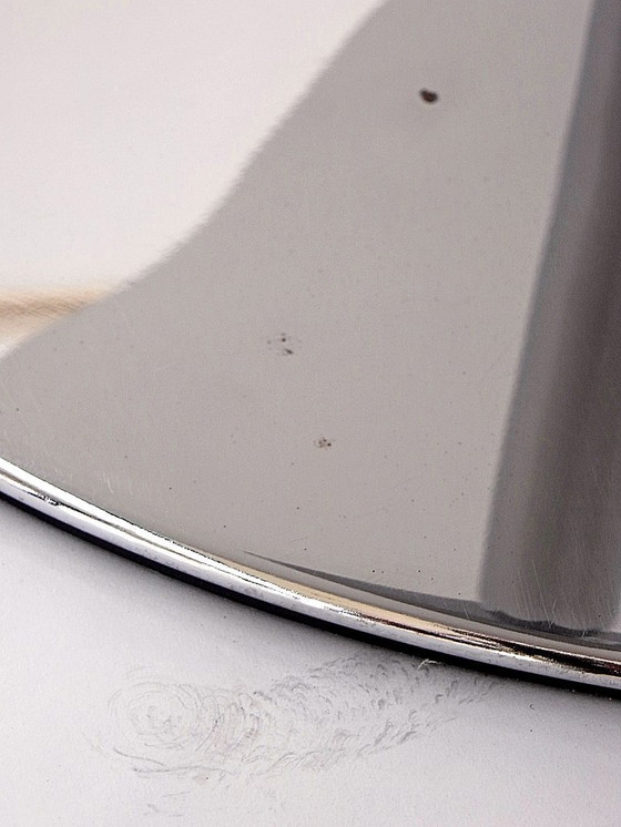 Image 1 of Tavolo da pranzo rotondo con piano bianco lucido su struttura Tulip in cromo, 120 cm (non Saarinen/Knoll)