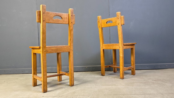 Image 1 of Vintage oak brutalist chairs, 1960s - set of 6
