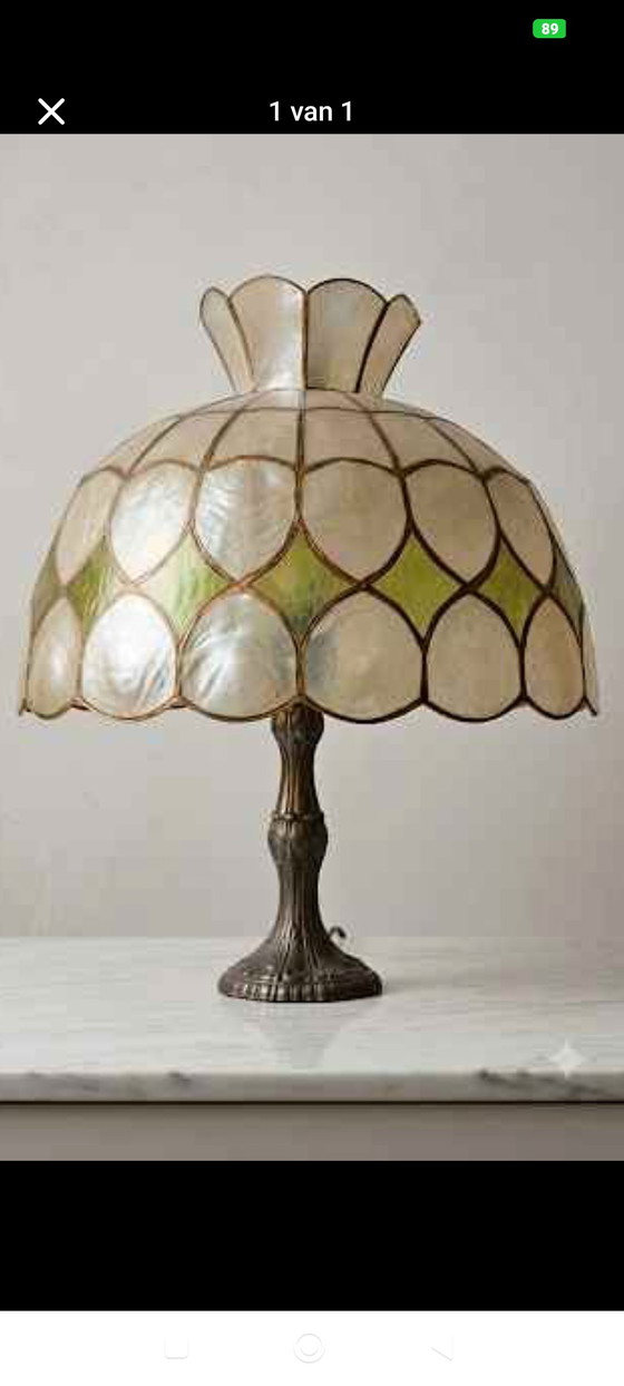 Lampe de table miniature vintage Tiffa - coquillages Capiz en nacre. – Tiffa-mini, Metal, Other (photo 5 of 5)