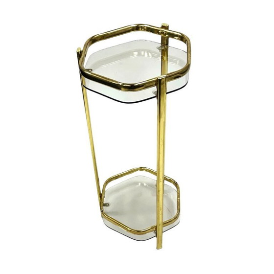 Image 1 of Bloemenstandaard in Franse mid-century modern stijl, jaren 70, messing en glas.