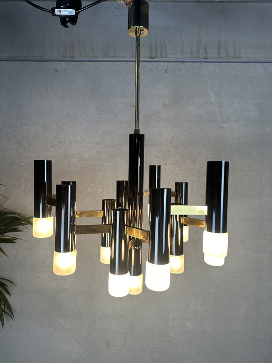 Image 1 of Lampadario vintage "esagonale" nero e oro - Boulanger