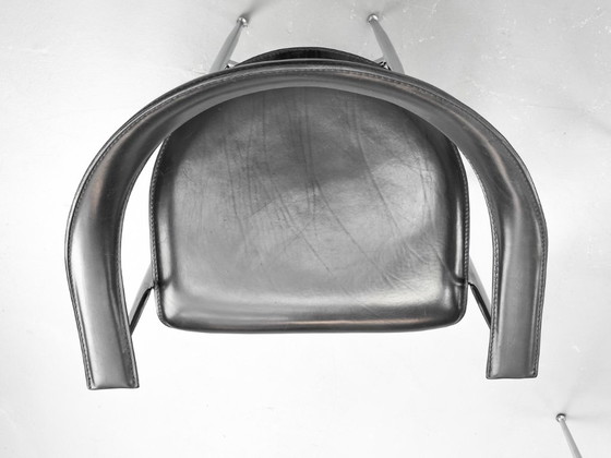 P40 Chrom und Leder Stühle von Vegni & Gualtierogotti für Fasem, 1980er, 4er Set – Esszimmerstühle, Leather (photo 10 of 17)