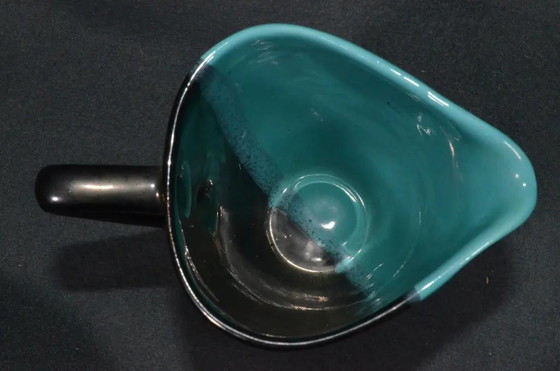 Mid 20th Century Vallauris – Black and Turquoise Blue Faience Coffee Set - 15 pcs – Crockery (photo 10 of 18)