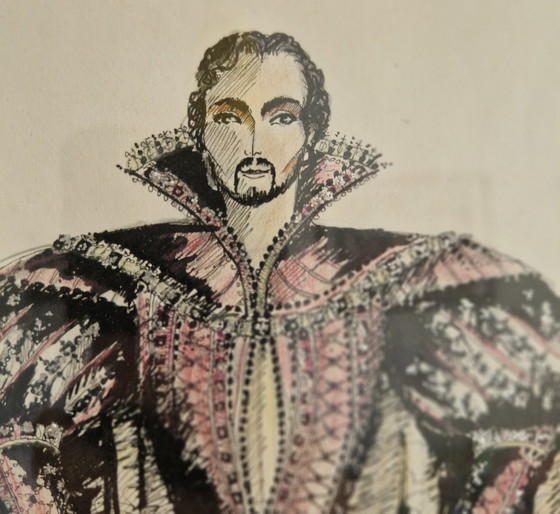 Image 1 of 1979 Robby Pulveran Dipinge 'Duke' Opera d'arte stravagante Rigoletto Disegno d'arte