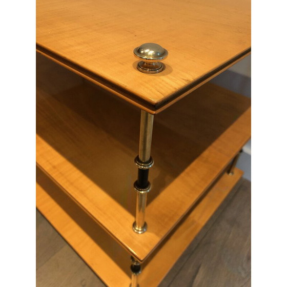 Image 1 of Vintage three-tiered console in sycamore and brass by Jansen, 1940