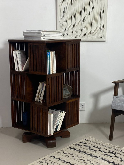 Belle bibliothèque pivotante fabriquée en acajou ref JEANNE