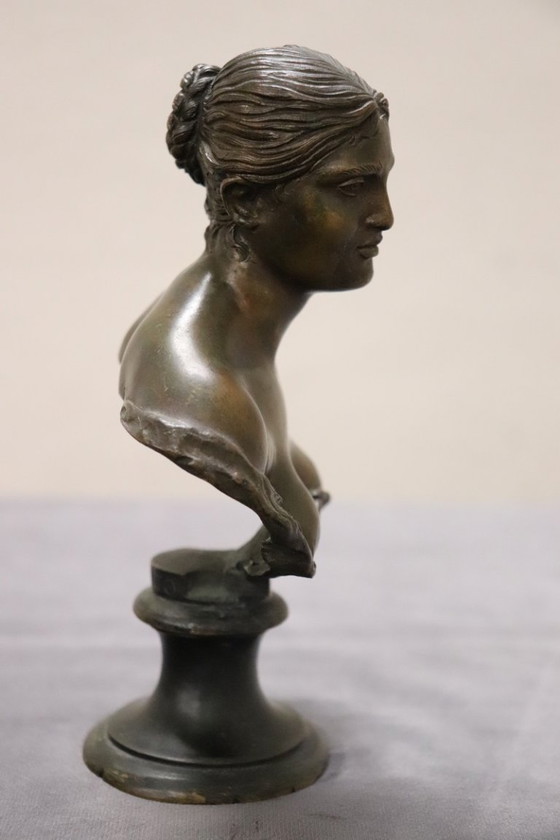 Image 1 of Small Bust of a Young Woman in Bronze, Italy, Signed Gemito