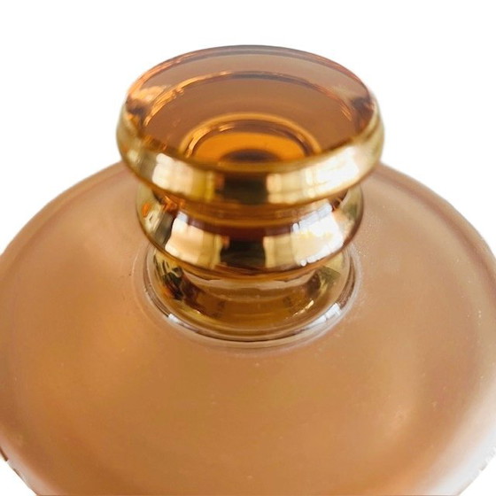 Image 1 of Bomboniera Artdeco in vetro rosa salmone oro 1950