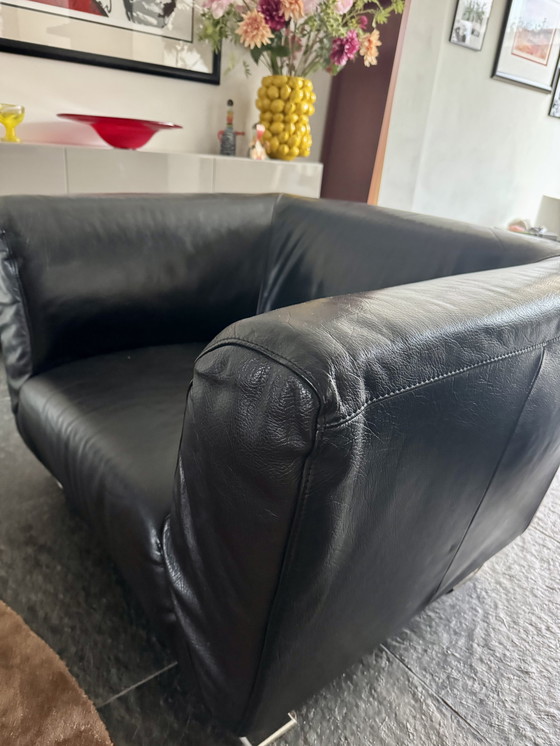 Image 1 of Zwarte lederen fauteuil 