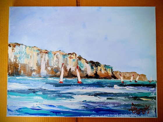 Image 1 of Philippe LAURENT - Sailboats in Normandy - Artist's Painting