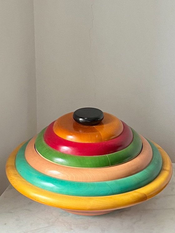 Image 1 of Centrotavola vintage in legno multicolore di Pietro Manzoni – Italia, design anni '70