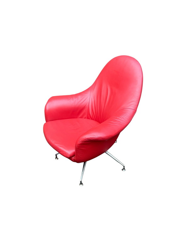 Image 1 of Sgabello vintage in rode Topform jaren 70-80 | leren draai fauteuil della metà del secolo
