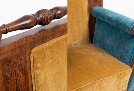 Biedermeier Armchairs with Velvet Upholstery, Set of 2 – Wood (photo 4 of 4)