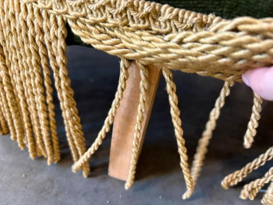 Image 1 of Fauteuil cocktail/fauteuil une place/chaise vintage vert mousse à franges