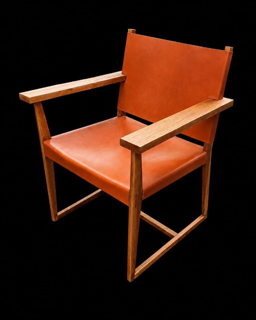 Restored vintage leather chair – solid wood frame, original design – fauteuils (photo 2 of 20)