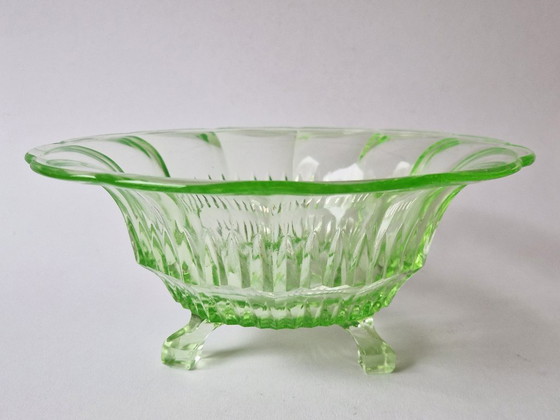 Image 1 of Fruttiera Art Déco in vetro uranio - anni '30