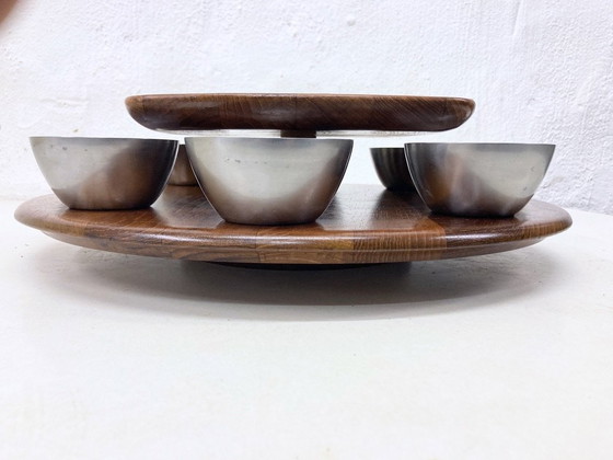 Image 1 of Double-decker turntable made of teak and stainless steel from Digsmed 60s Danish Design