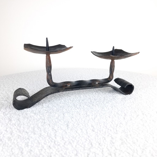 Vintage Handgesmede Smeedijzer Brutalist Kandelaar – kandelaars en kaarsen, Metal