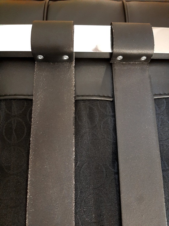 Image 1 of Knoll Set Barcelona New-Never Used Black Leather Design by Ludwig Mies Van Der Rohe and Lilly Reich (1929)